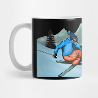 Ski jumper with Skis Mountains and Trees Mug